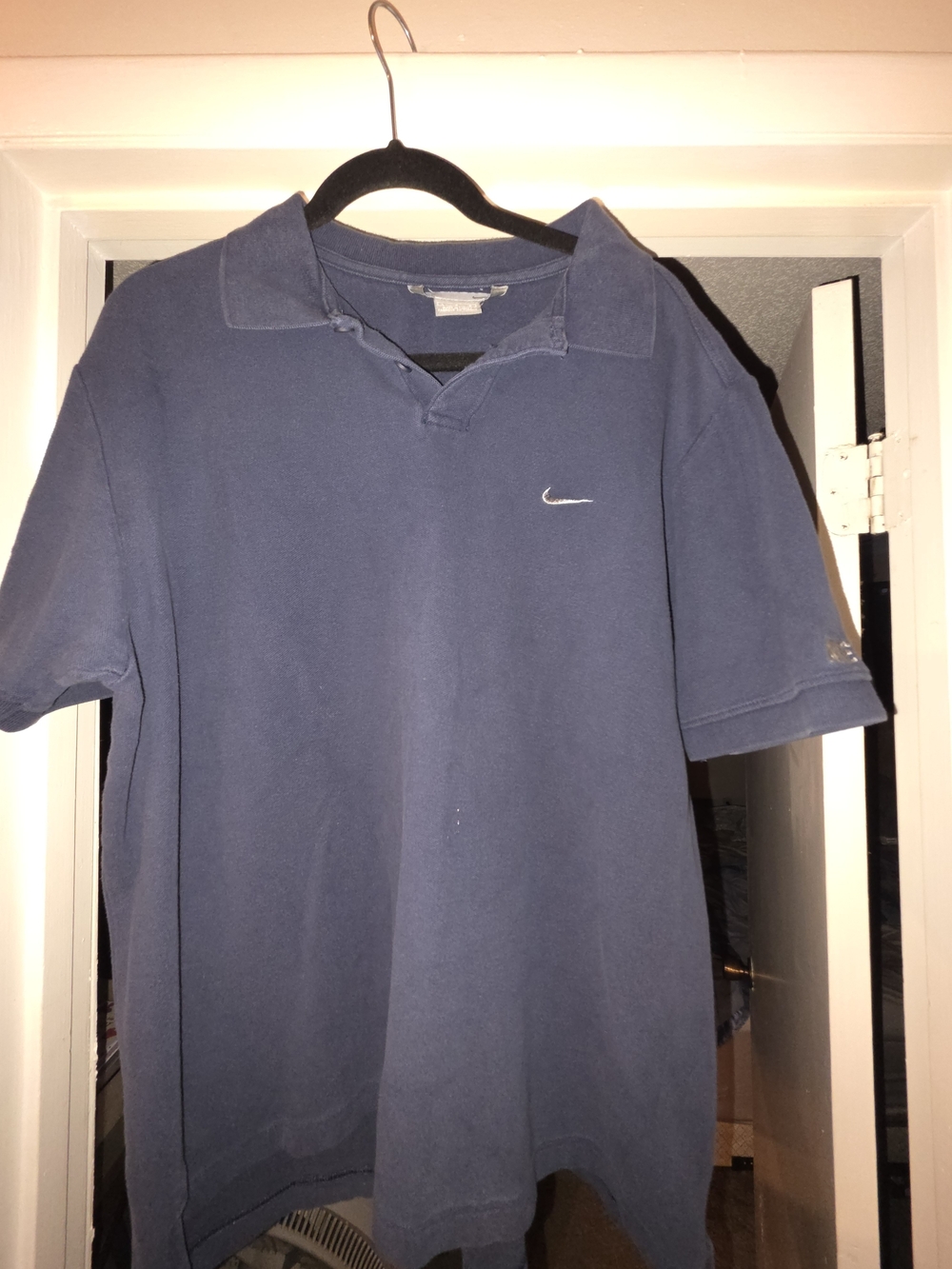 Nike Men's Navy Polo Shirt with Swoosh Logo